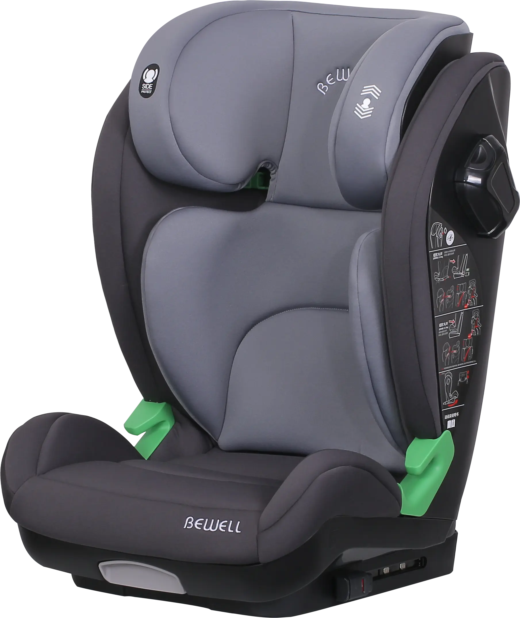BW16 Child Safety Seat: 15-Position Headrest, 5-Recline Settings & Memory Foam – Redefining All-Age Travel Safety