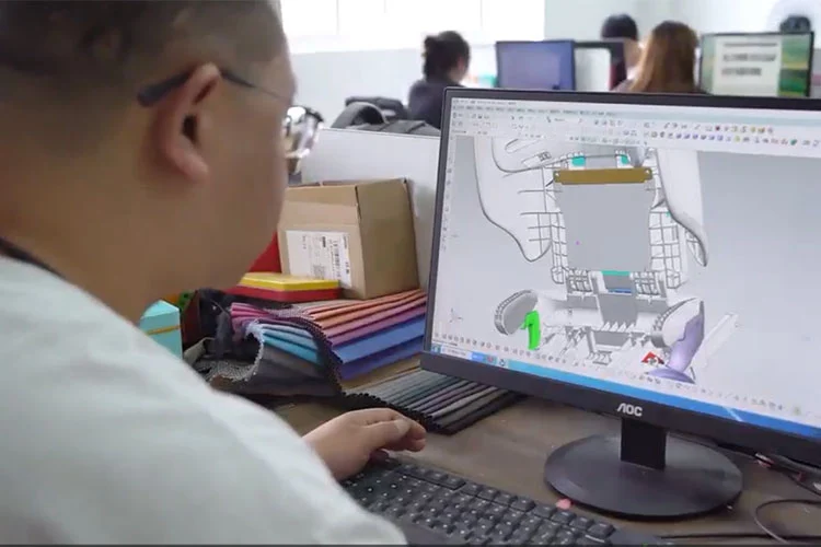 Step 2 of OEM car seat production: designers create graphic design drawings for confirmation