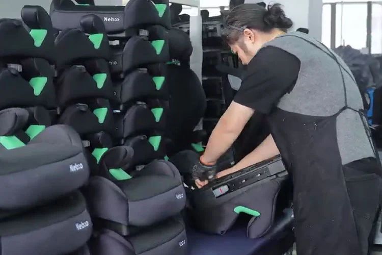 Step 5 of OEM car seat production: test sample sent to the brand client for confirmation